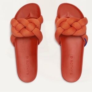 Rothy's Bubble Braided Fabric Slide Sandals Flame Red Orange Size 9